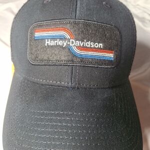 Harley-Davidson Black Cap with Red and Blue Retro Stripe Patch